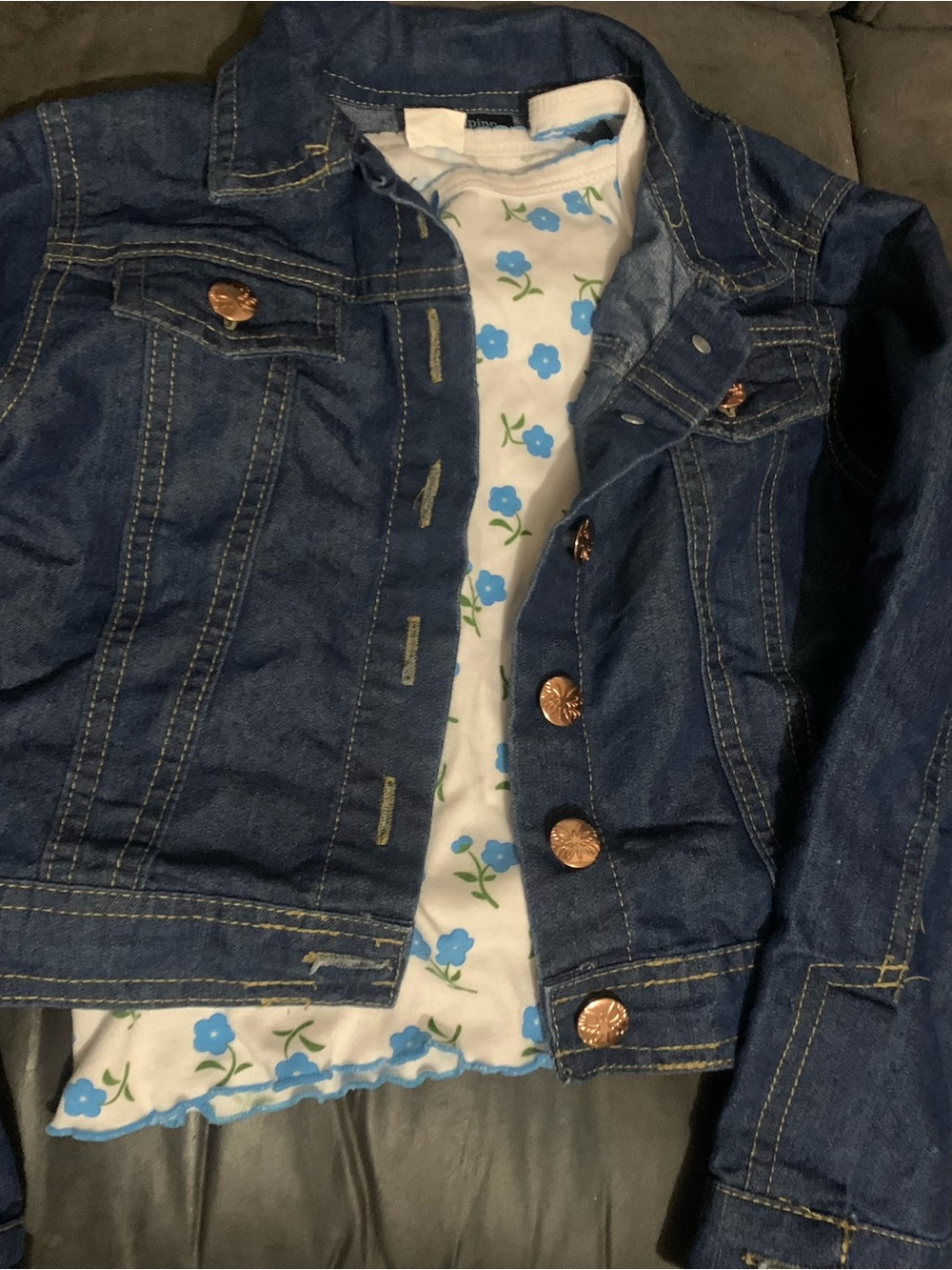 Girls Dark Blue Denim Jacket with Copper Buttons
